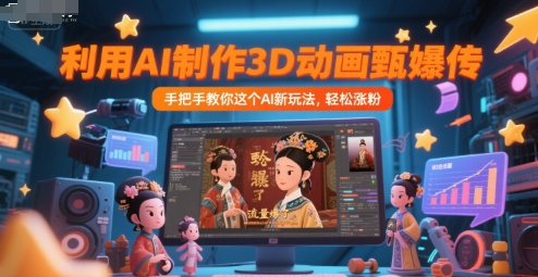 利用AI制作3D动画甄嬛传，流量爆了，手把手教你这个AI新玩法，轻松涨粉-卓别林资源社