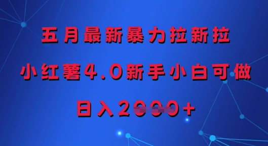 五月最新暴力拉新拉，小红薯4.0新手小白可做，日入多张-卓别林资源社