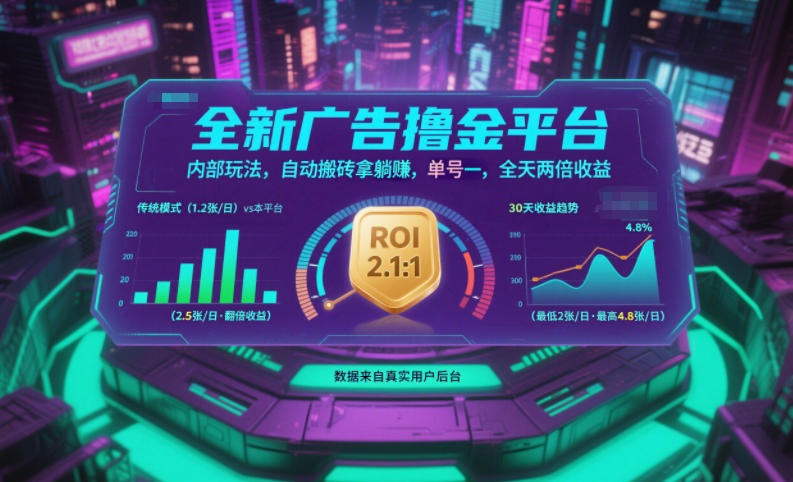 全新广告撸金平台,内部玩法,自动搬砖拿躺賺,单号一天保底2张+,全天两倍收益【揭秘】-卓别林资源社