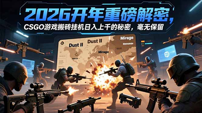 2026开年重磅解密,CSGO游戏搬砖挂机日入上千的秘密,毫无保留-卓别林资源社