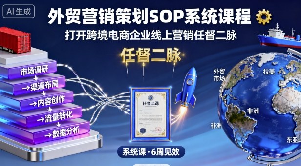 外贸营销策划SOP系统课程，打开跨境电商企业线上营销任督二脉-卓别林资源社