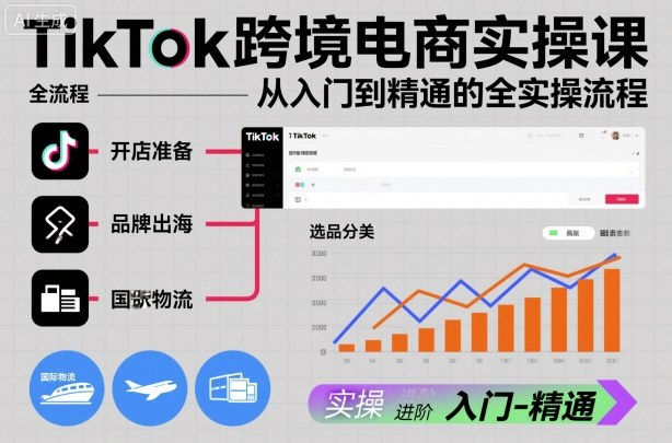 TikTok跨境电商实操课，从入门到精通的全实操流程-卓别林资源社