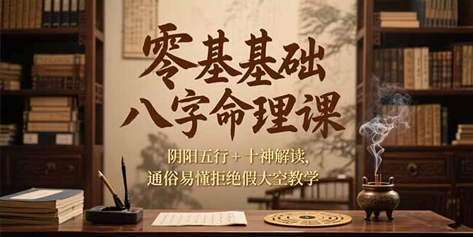零基础八字命理课，阴阳五行+十神解读，通俗易懂拒绝假大空教学-卓别林资源社