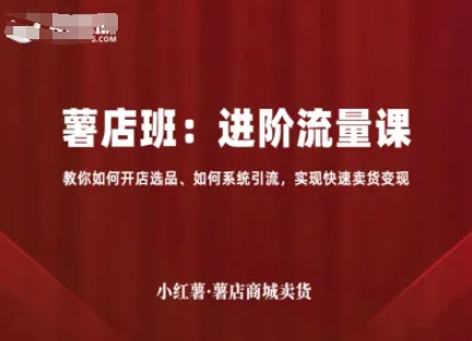 小红薯薯店商城卖货，进阶流量课，教你如何开店选品、如何系统引流，实现快速卖货变现-卓别林资源社