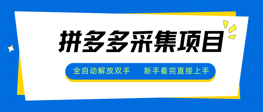 拼多多采集项目，全自动解放双手，单号日入30+-卓别林资源社
