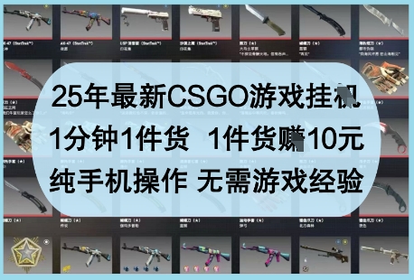 25年最新CSGO游戏挂G，1分钟1件货，1件货挣10元，纯手机操作，无需游戏经验【揭秘】-卓别林资源社