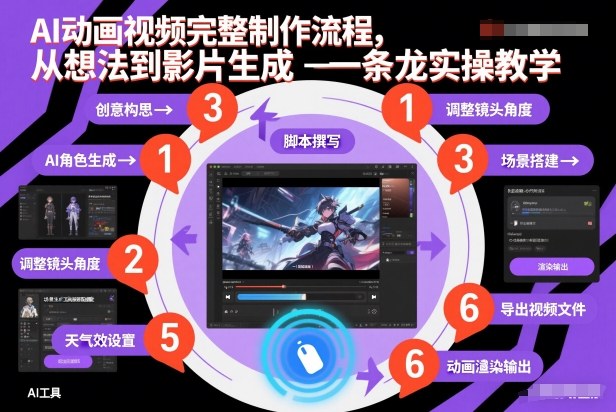 AI动画视频完整制作流程，从想法到影片生成一条龙实操教学-卓别林资源社