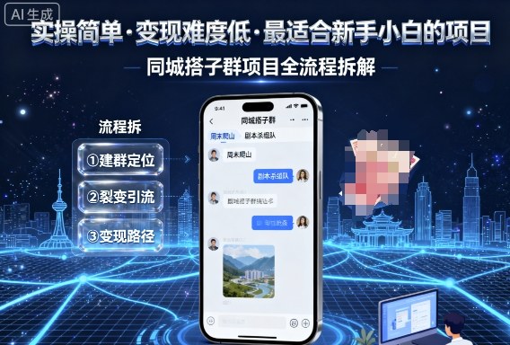 实操简单，变现难度低，最适合新手小白做的项目，每天轻松收入3张，同城搭子群项目全流程拆解-卓别林资源社