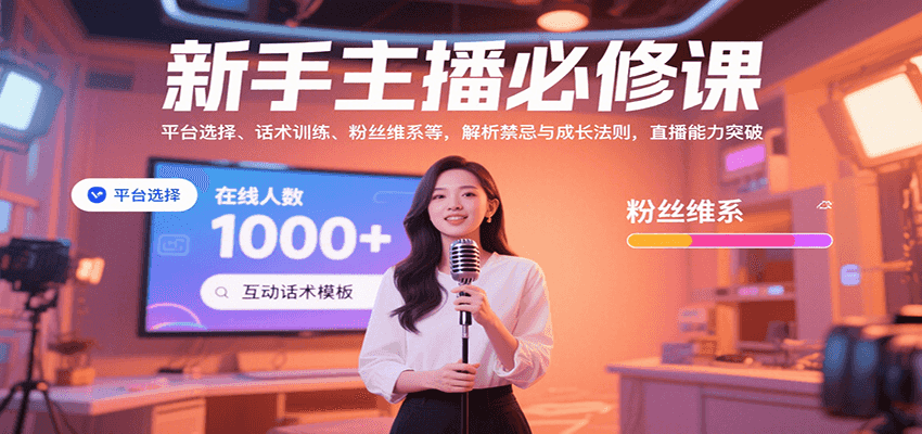 新手主播必修课：平台选择、话术训练、粉丝维系等，解析禁忌与成长法则，突破直播能力-卓别林资源社