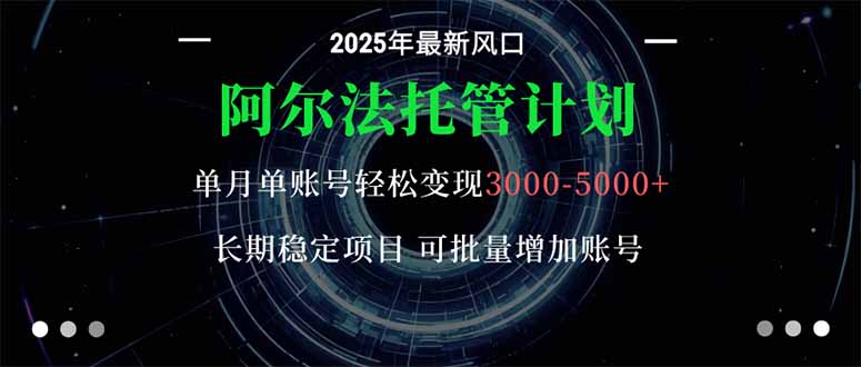 阿尔法托管计划 单账号月入3000-5000，长期稳定项目，新手小白轻松上手。-卓别林资源社