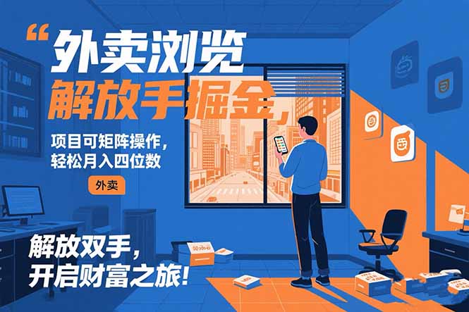 外卖浏览掘金项目 可矩阵操作 轻松日入500+-卓别林资源社