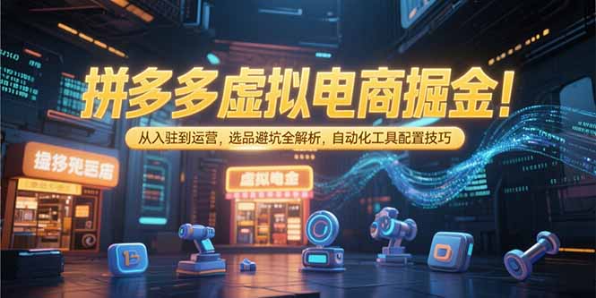 拼多多虚拟电商掘金：从入驻到运营，选品避坑全解析，自动化工具配置技巧-卓别林资源社
