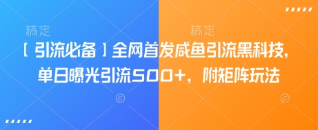 【引流必备】全网首发咸鱼引流黑科技，单日曝光引流500+，附矩阵玩法【揭秘】-卓别林资源社