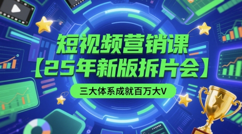 短视频营销课【25年新版拆片会】三大体系成就百万大V，包含正课、拆片会、手把手教学直播课等-卓别林资源社