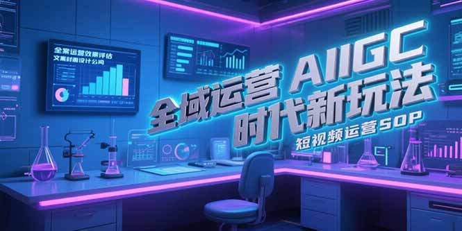 全域运营AIGC时代新玩法，文案封面设计公式，短视频运营SOP-卓别林资源社