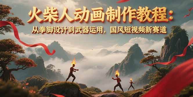 火柴人动画制作教程：从拳脚设计到武器运用，国风短视频新赛道-卓别林资源社