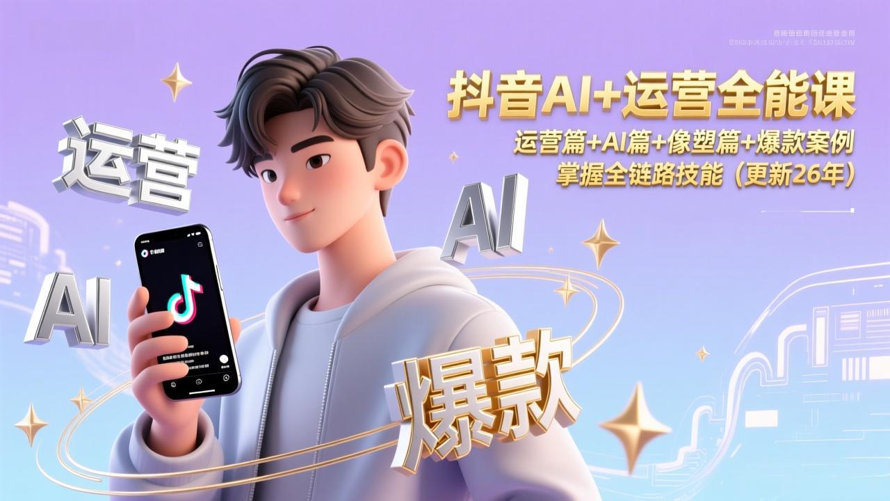 抖音AI+运营全能课，运营篇+AI篇+像塑篇+爆款案例，掌握全链路技能(更新26年-卓别林资源社