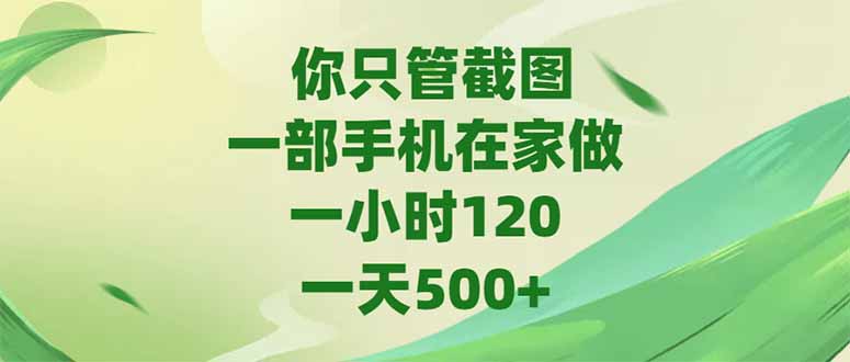 你只管截图，一部手机在家做，一小时120，-天500+-卓别林资源社
