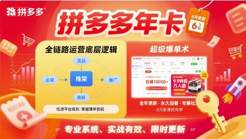 拼多多年卡，拼多多全链路运营底层逻辑，超级爆单术【更新10月】-卓别林资源社