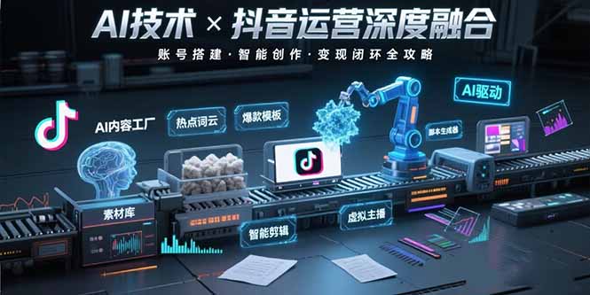 AI技术与抖音运营的深度融合应用：涵盖账号搭建、内容创作、收益变现等-卓别林资源社