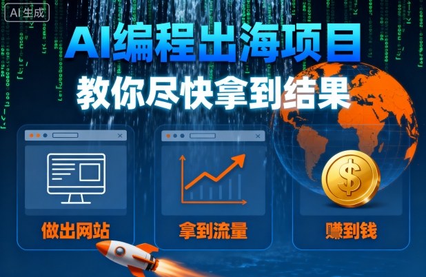 AI编程出海项目，教你尽快拿到结果-做出网站、拿到流量、賺到钱-卓别林资源社