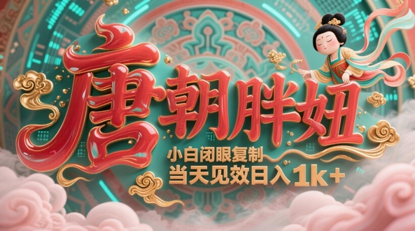 用AI克隆“唐朝胖妞”日更3条，平台疯狂推流，小白闭眼复制，当天见效，日入1k+-卓别林资源社