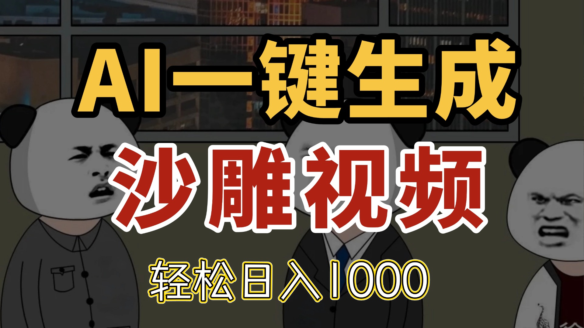 AI一键生成沙雕视频，一条视频千万播放，轻松日入1000-卓别林资源社