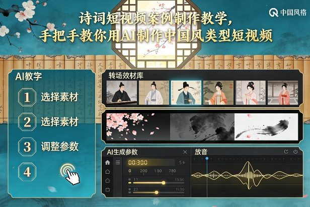 古诗词短视频案例制作教学，手把手教你用AI制作中国风类型短视频-卓别林资源社