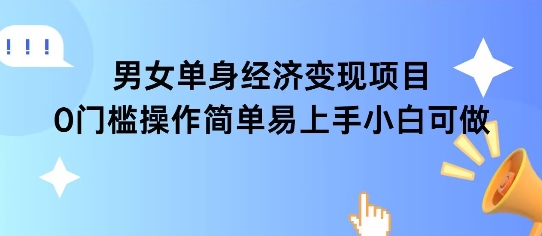 女单身经济项目变现周期长可复购率高日入1k+-卓别林资源社