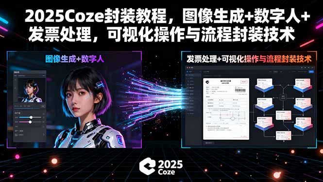 2025Coze封装教程，图像生成+数字人+发票处理，可视化操作与流程封装技术-卓别林资源社