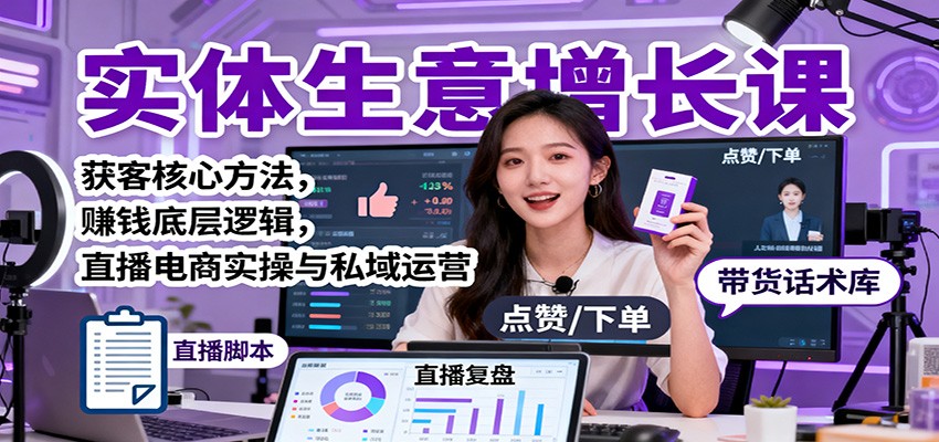 实体生意增长课:获客核心方法,赚钱底层逻辑,直播电商实操与私域运营-卓别林资源社