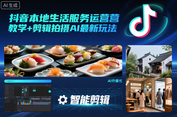 抖音本地生活服务运营教学+剪辑拍摄AI最新玩法-卓别林资源社