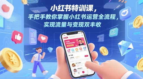 小红书特训课，手把手教你掌握小红书运营全流程，实现流量与变现双丰收-卓别林资源社