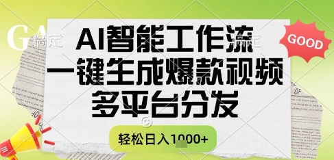 AI智能工作流，一键生成书单号爆款视频，多平台分发，每日收益多张【揭秘】-卓别林资源社