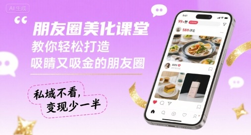朋友圈美化课堂，教你轻松打造，吸睛又吸金的朋友圈，私域不看，变现少一半-卓别林资源社
