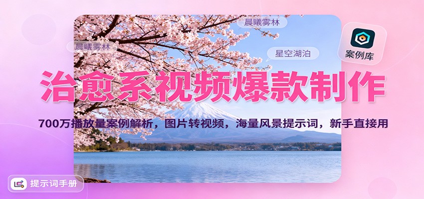 治愈系视频爆款制作，700万播放量案例解析，图片转视频，海量风景提示词，新手直接用-卓别林资源社