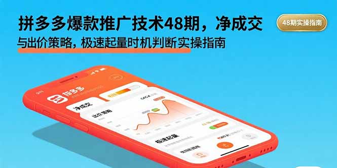 拼多多爆款推广技术48期，净成交与出价策略，极速起量时机判断实操指南-卓别林资源社