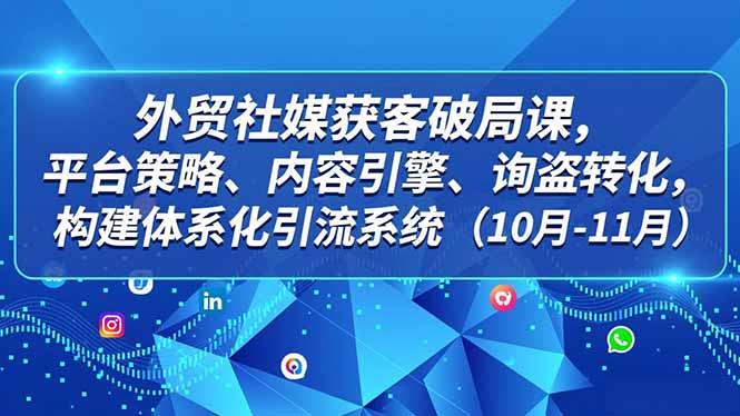 外贸 社媒获客破局课，平台策略、内容引擎、询盘转化，构建体系化引流系统(10月-11月-卓别林资源社