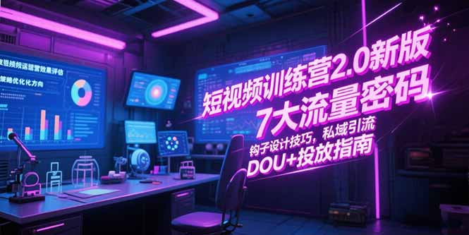 短视频训练营2.0新版，7大流量密码/钩子设计技巧/私域引流/DOU+投放指南-卓别林资源社