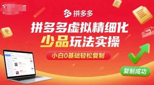 拼多多虚拟精细化少品玩法实操，小白0基础轻松复制-卓别林资源社