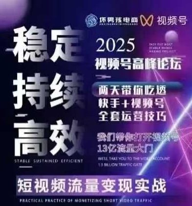 坏男孩电商视频号7月1号线下课，视频号短引、精细化模型打法，三频共振，无人，快手全站精细化运营-卓别林资源社
