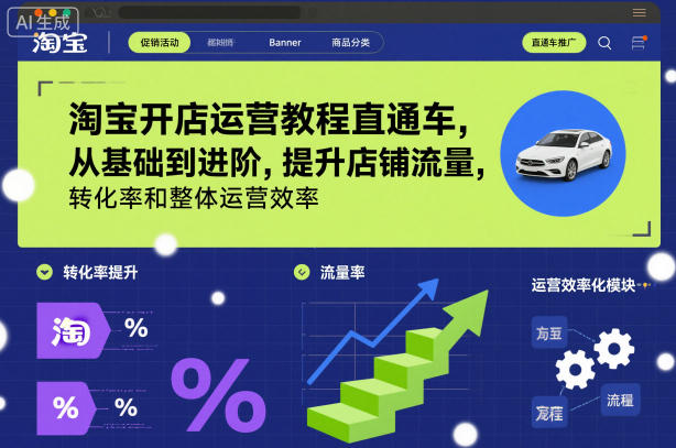 淘宝开店运营教程直通车，从基础到进阶，提升店铺流量，转化率和整体运营效率(更新11月)-卓别林资源社