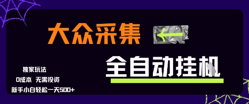 大众采集全自动玩法，新手小白轻松一天5张+，操作简单零成本【揭秘】-卓别林资源社