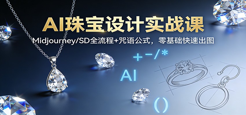 AI珠宝设计实战课:Midjourney/SD全流程+咒语公式,零基础快速出图-卓别林资源社