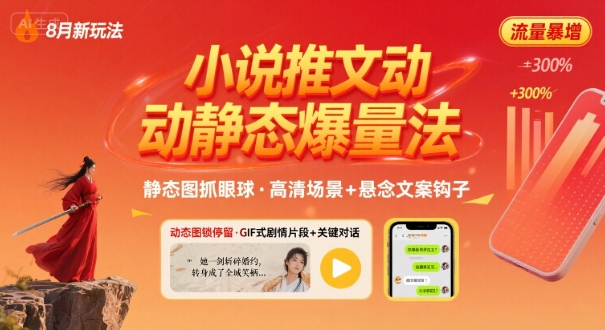 8月小说推文全新玩法，动静态图片+搭配小说文案爆量玩法-卓别林资源社