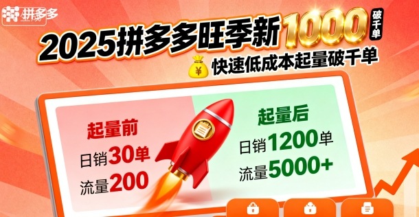 2025拼多多旺季新老店铺——快速低成本起量破千单-卓别林资源社