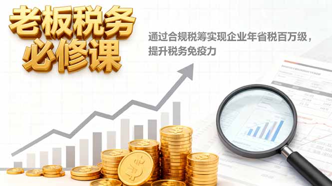 老板税务必修课,通过合规税筹实现企业年省税百万级,提升税务免疫力-卓别林资源社