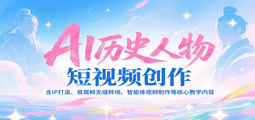 AI历史人物短视频创作，含IP打造、首尾帧无缝转场、智能体视频制作等核心教学内容-卓别林资源社