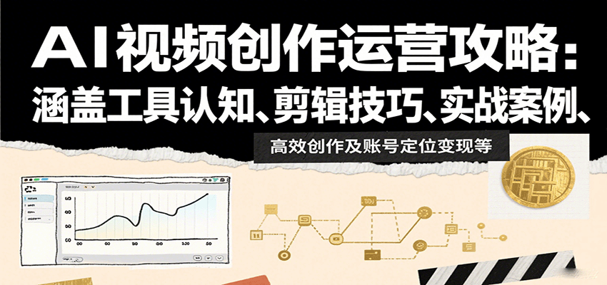 AI视频创作运营攻略：涵盖工具认知、剪辑技巧、实战案例、高效创作及账号定位变现等-卓别林资源社
