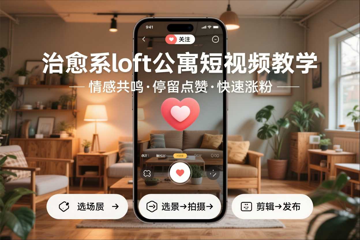 治愈系loft公寓短视频制作教学,情感共鸣引停留点赞关注,快速起号涨粉-卓别林资源社